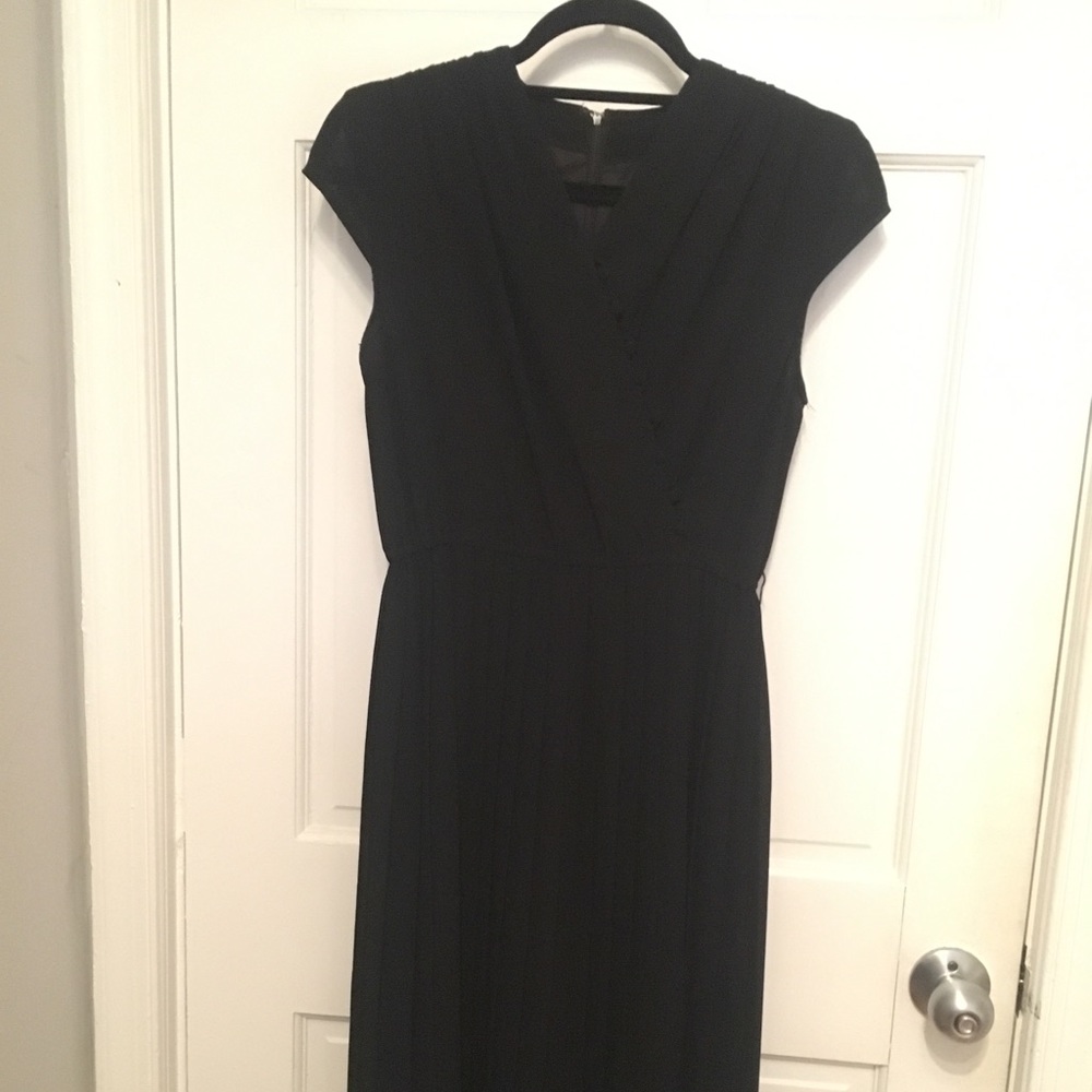 Vintage black faux-wrap midi dress.